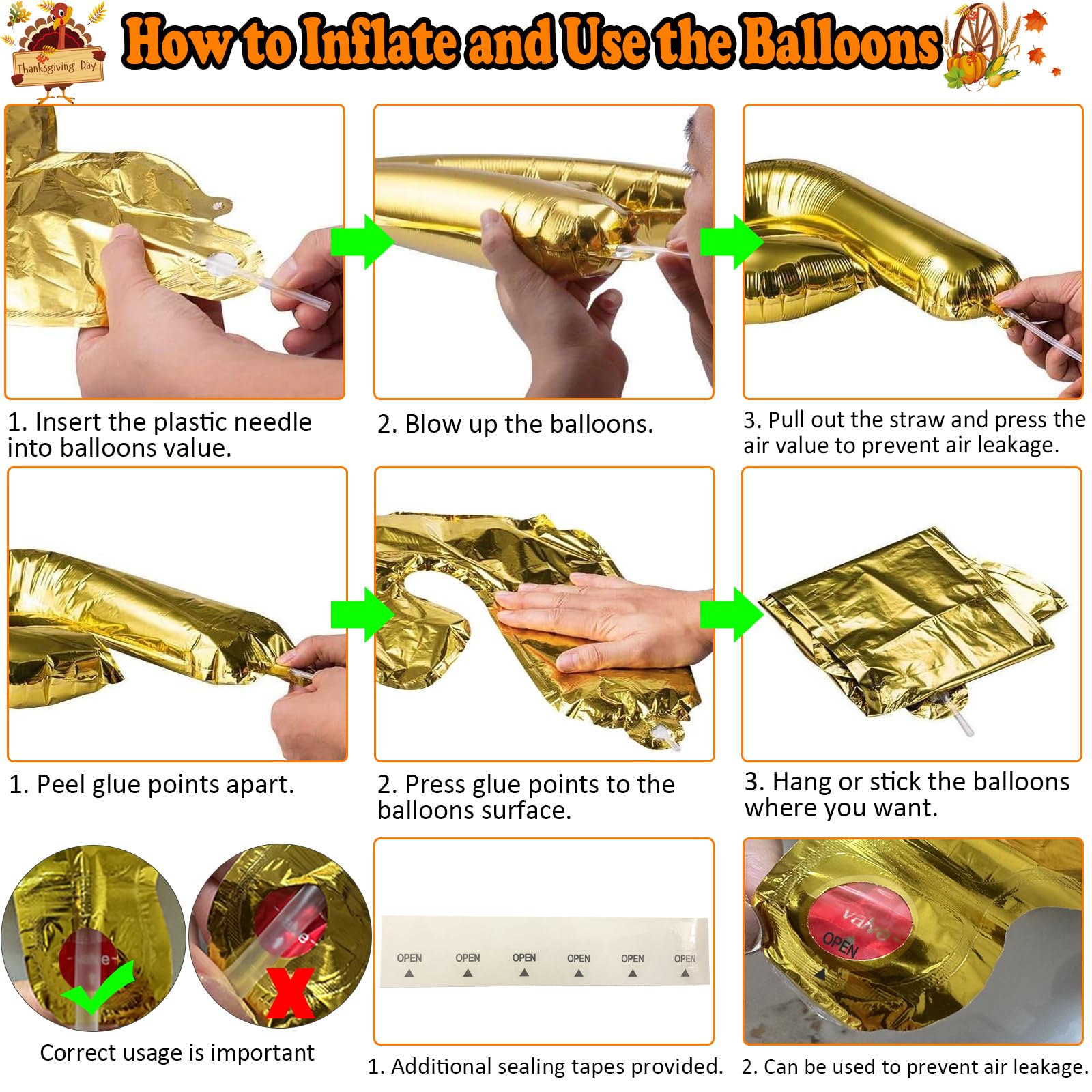 Pardi Give Thanks Banner Balloons 16in Gold Thanksgiving Party Decor Maple Leaf