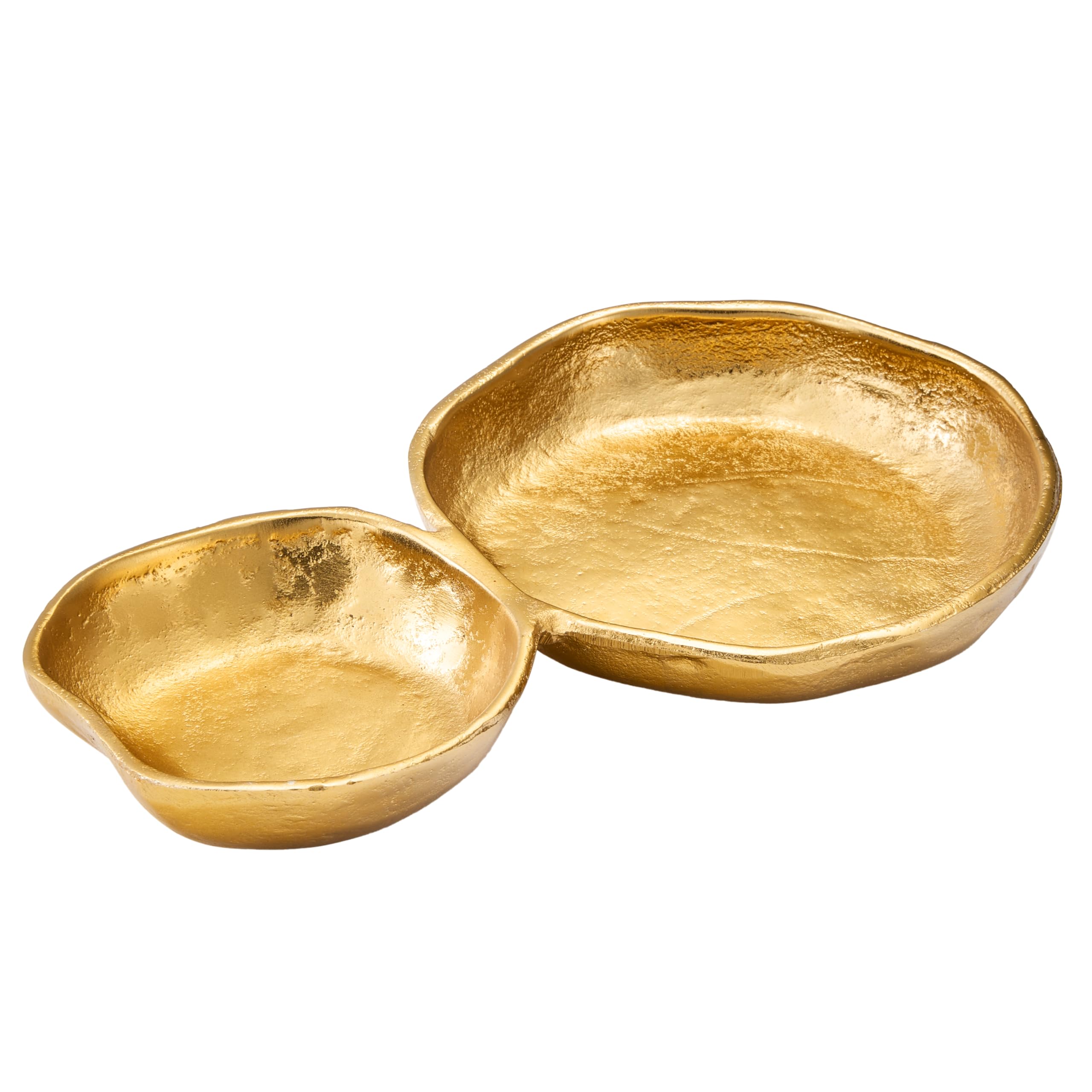 2 Cluster Decorative Bowls Bright Gold Snack Tray Bowl Chip