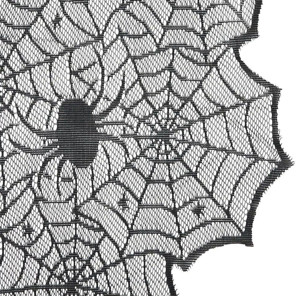 Fennco Styles Creepy-Crawly Spiderweb Table Runner 18" W x 72" L - Black Lace Table Cover for Home Halloween Décor, Family Gatherings, Themed Party and Special Events
