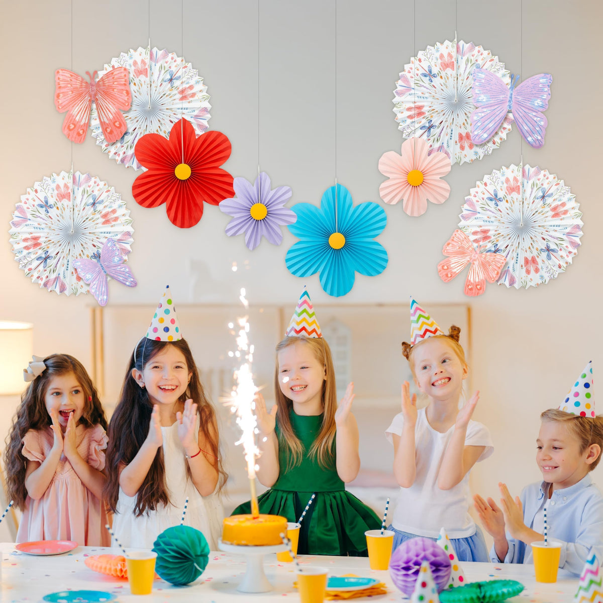 Cheerland Floral Garland Butterfly Party Decorations Pastel Paper Colorful