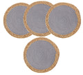 Fennco Styles Hand-Woven Rattan Cotton Rope Placemats Round, Set of 4 - Braided Table Mats Heat Resistant Insulation for Home, Boho Décor, Dining Table, Banquets, Special Events