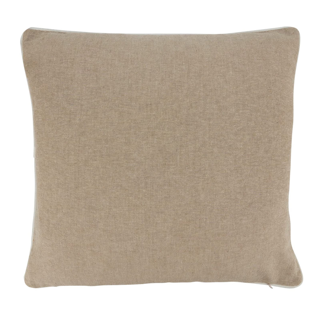 Fennco Styles Hand Beaded & Embroidered Reindeer Cotton Decorative Throw Pillow 18" W x 18" L – Natural Holiday Cushion for Home, Couch, Sofa, Bedroom, Office, Christmas Décor and Special Occasion