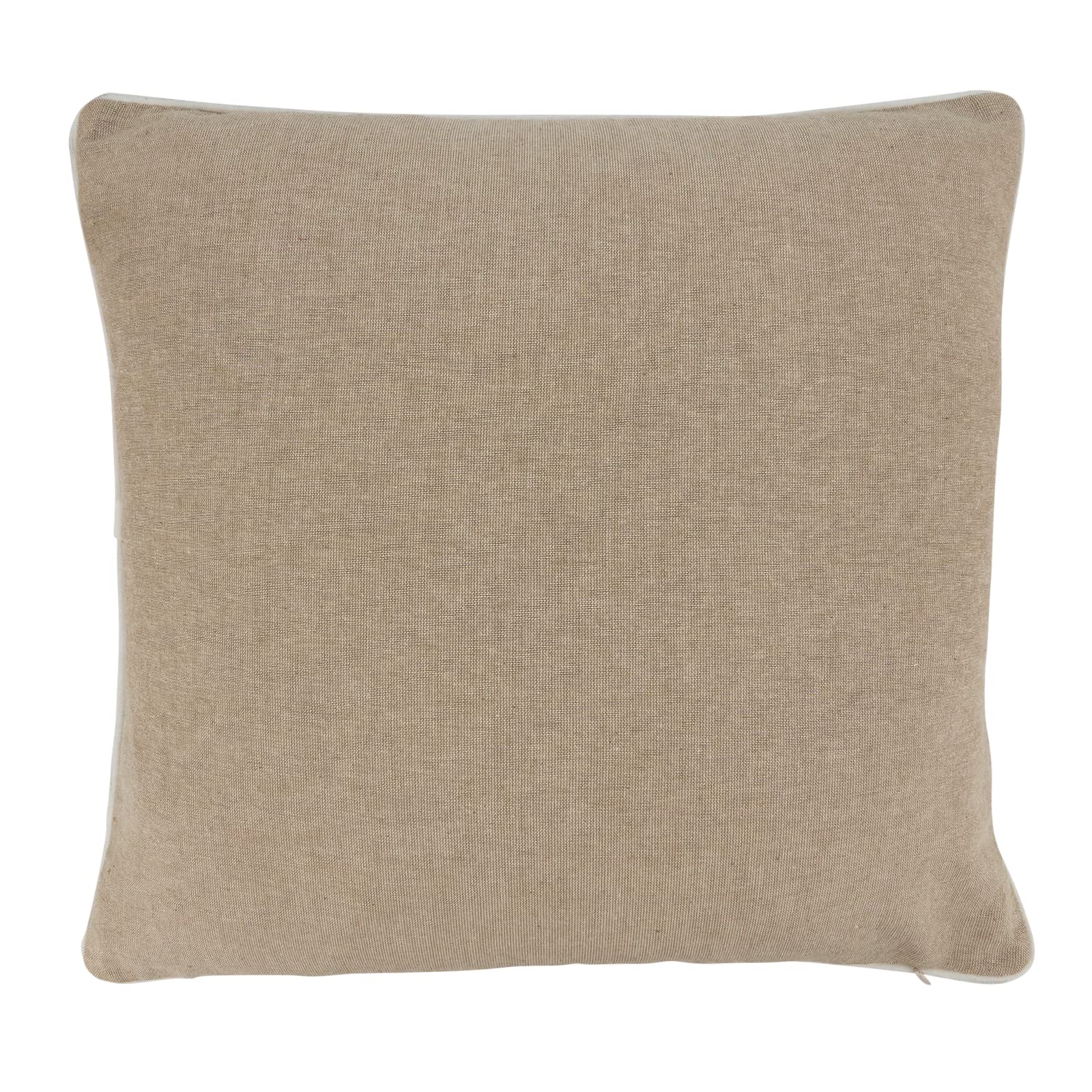 Fennco Styles Hand Beaded & Embroidered Reindeer Cotton Decorative Throw Pillow 18" W x 18" L – Natural Holiday Cushion for Home, Couch, Sofa, Bedroom, Office, Christmas Décor and Special Occasion