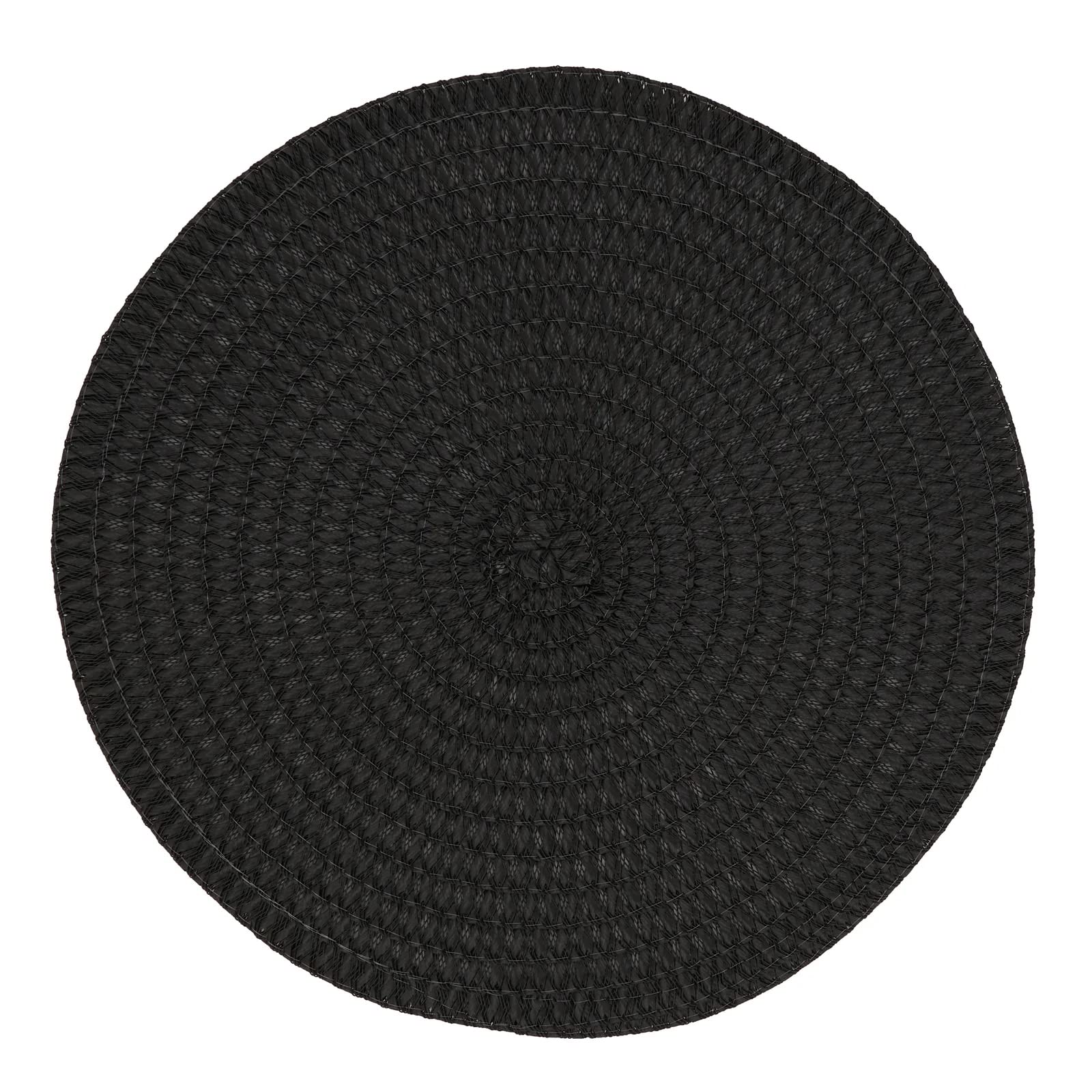 Fennco Styles Modern Everyday Textured Placemats 15 Inches Round, Set of 4 – Black Woven Table Mats for Home, Dining Room Décor, Banquets, Indoor & Outdoor and Special Events