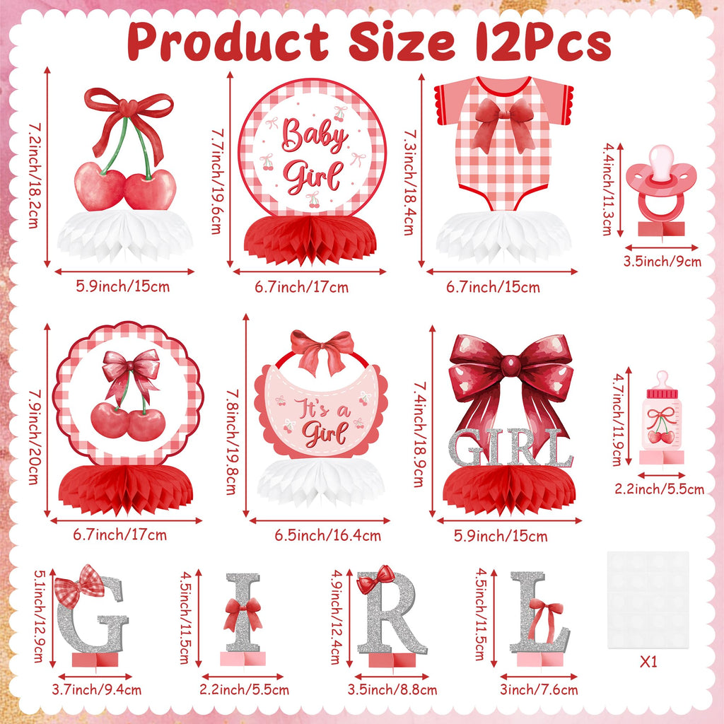 ArowlWesh Red Bow Baby Shower Honeycomb Centerpiece Table Decoration