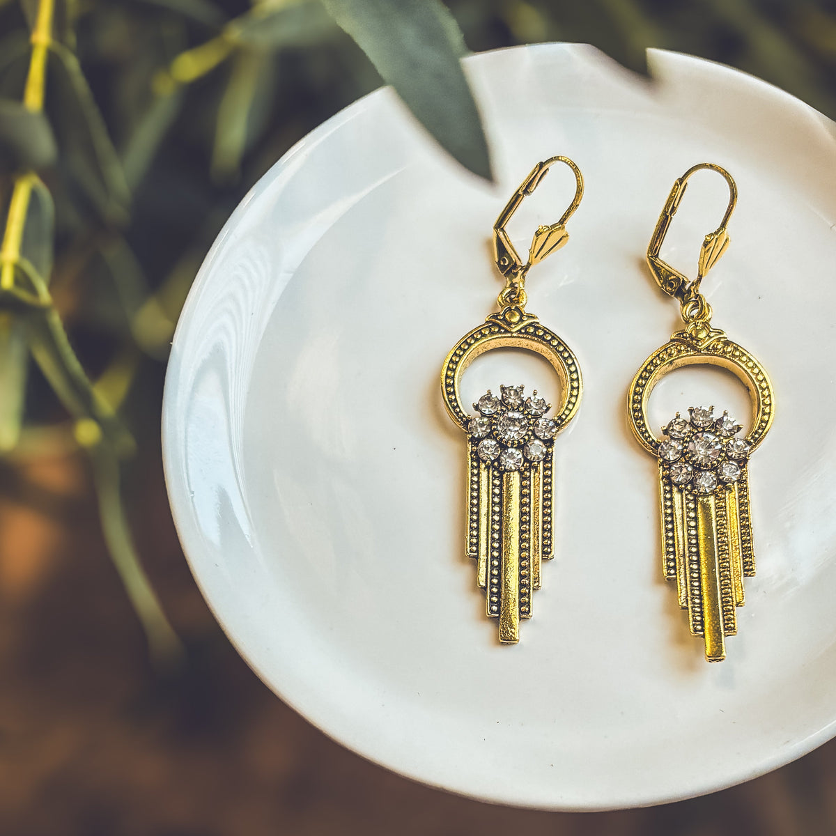 Beautiful Gold and Crystal Victorian Earrings