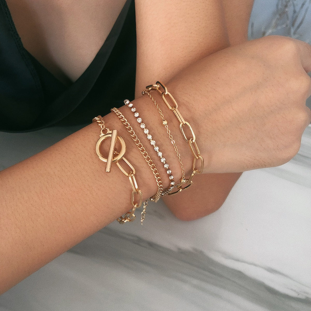 Creative Mix and Match Diamond Round Bead Multi-layer Bracelet