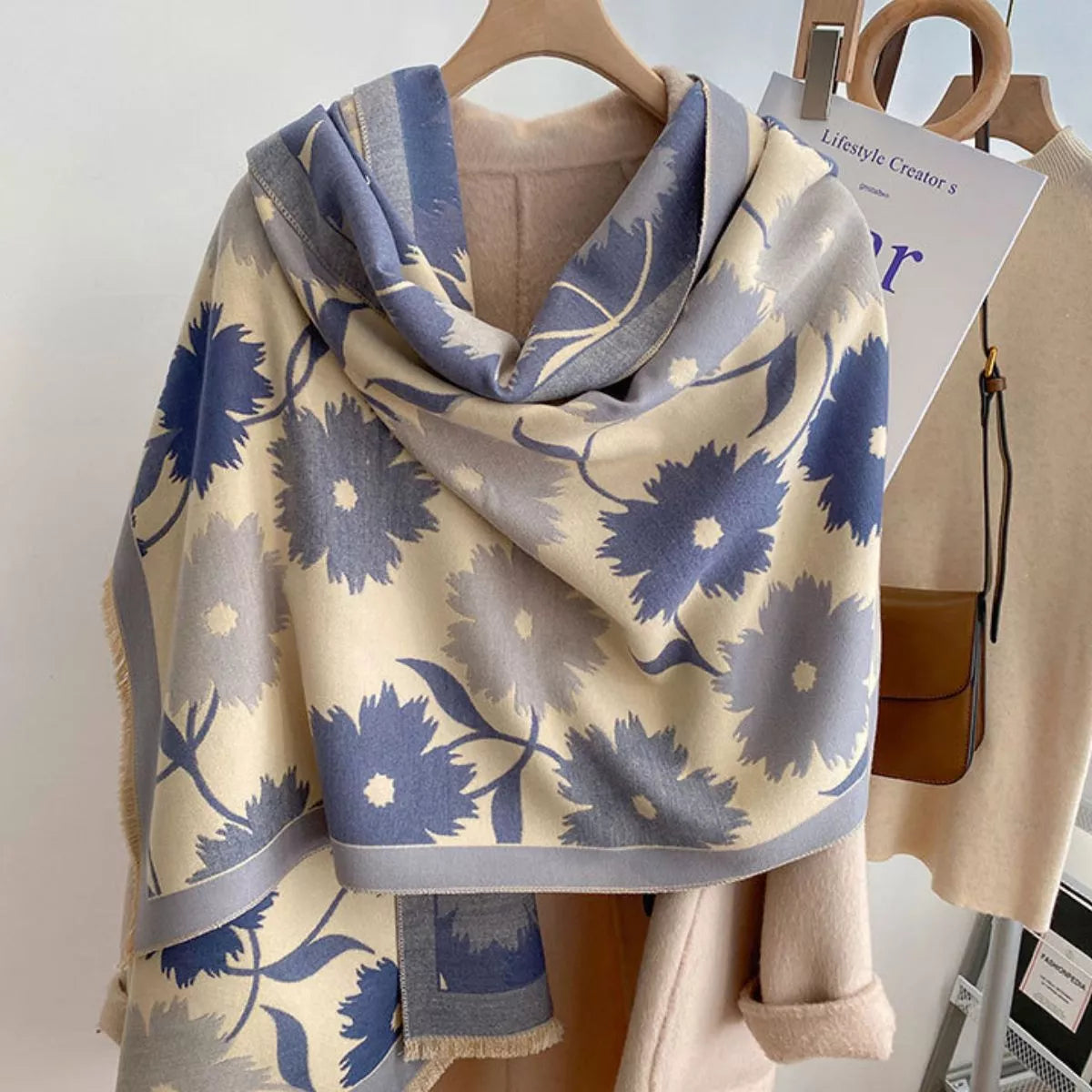 Floral Print Warm Winter Scarf