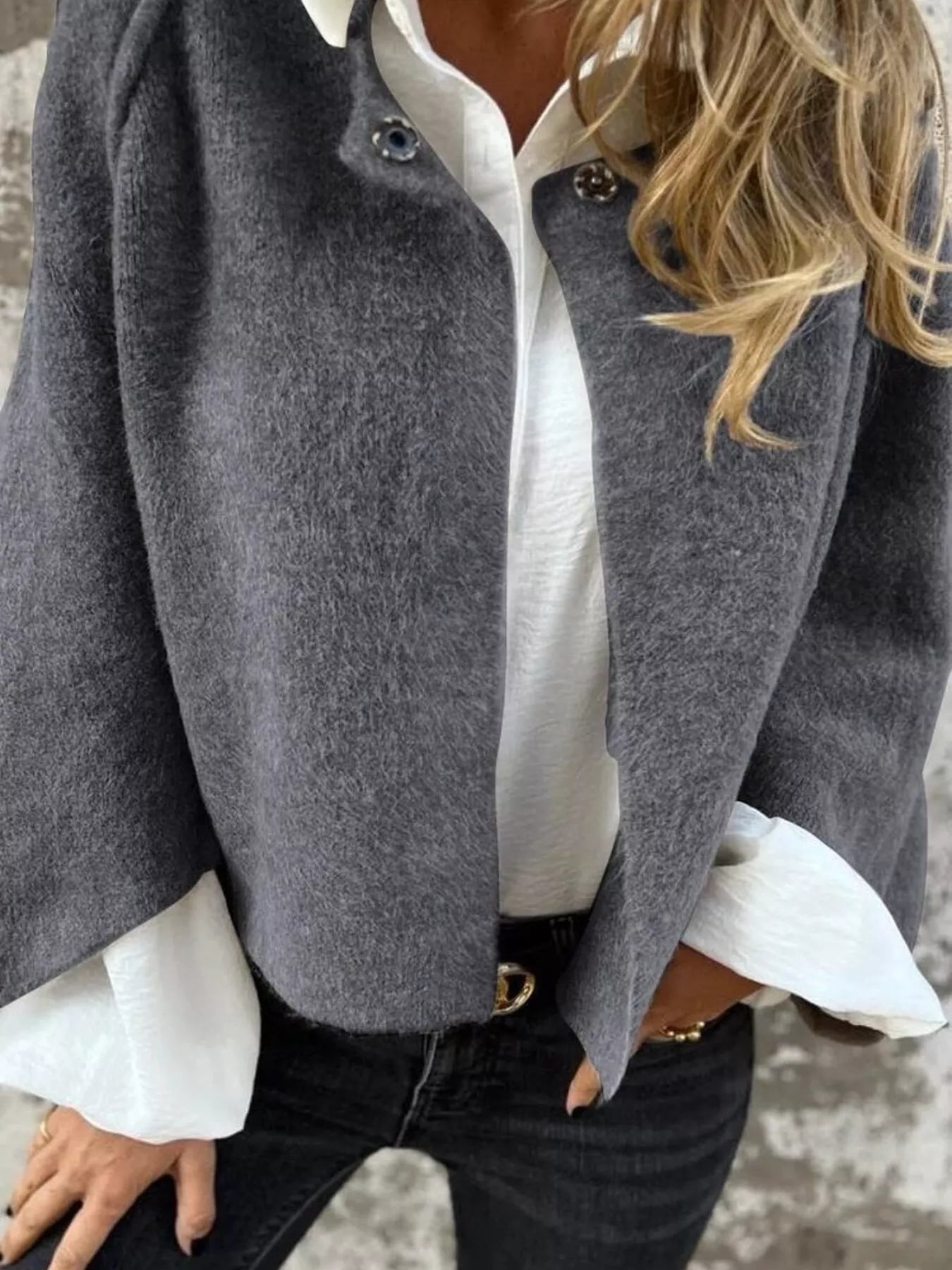 Full Size Solid Color Long Sleeve Outerwear Plus Size