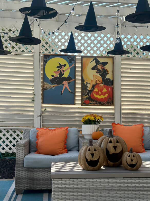 Witch on a Jack O Lantern Framed Art