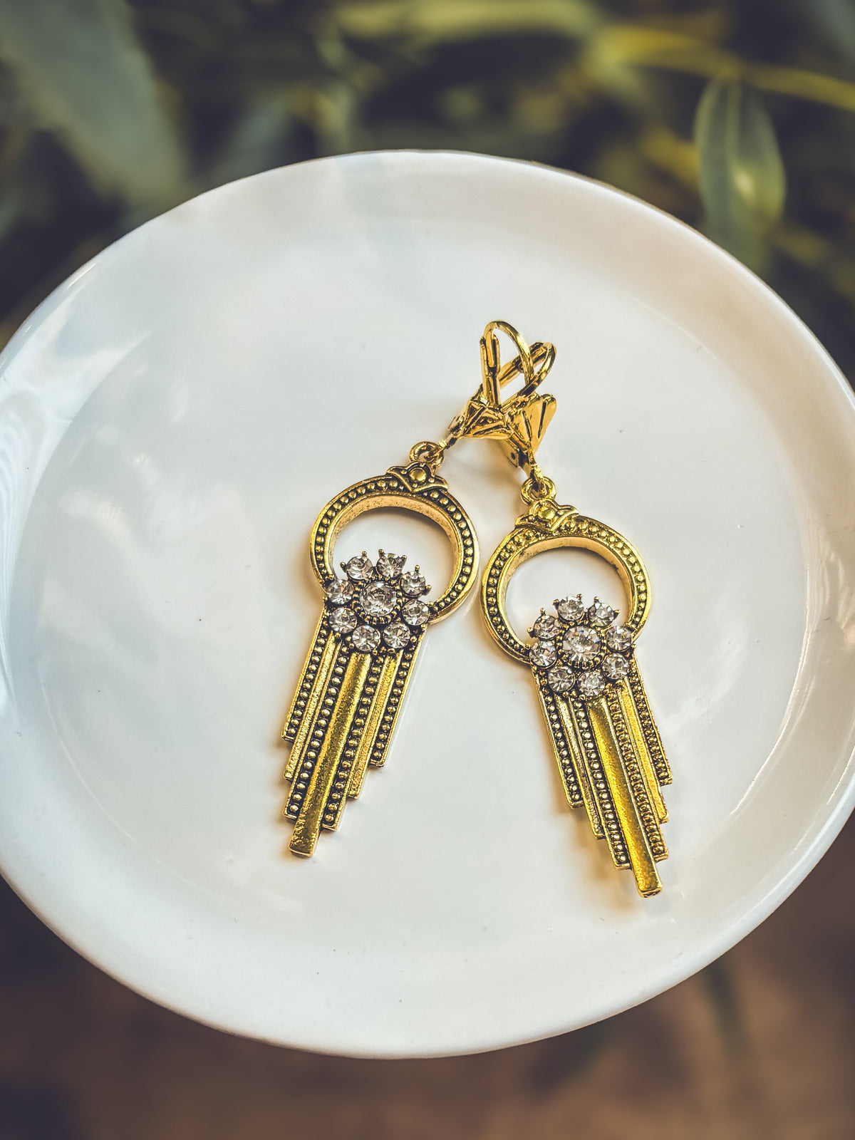Beautiful Gold and Crystal Victorian Earrings