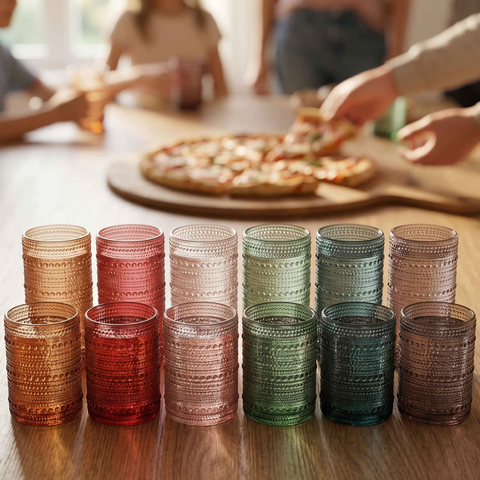 Tonal Hobnail Highball & Lowball Glassware, Set of 12