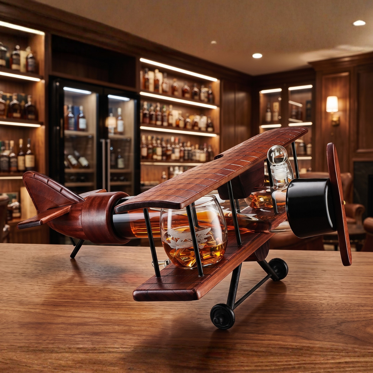 Whiskey Decanter Airplane Set Premium Barware Gift Elegant Drinkware Collection