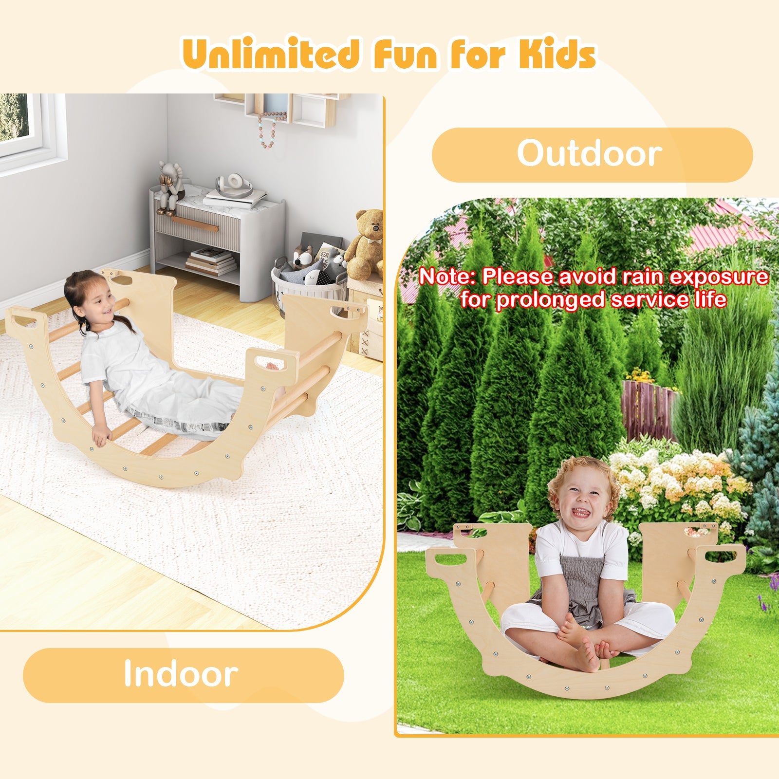 8 in 1 Climbing Arch Sensory Table with Collapsible Storage Bin for Kids-Natural