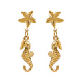 18K gold seahorse-shaped earrings with a trendy marine style