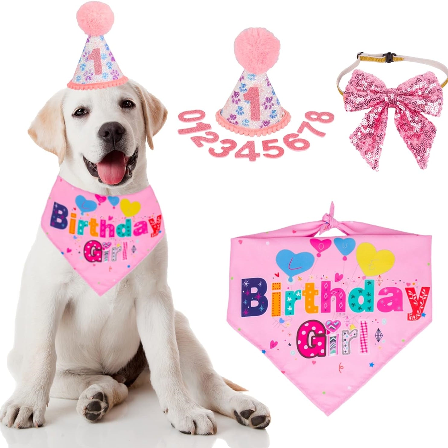 Dog Birthday Party Supplies Boy Girl Dog Birthday Hat With Numbers Dog Puppy Birthday Bandana Hat Bow  Puppy Birthday Hat