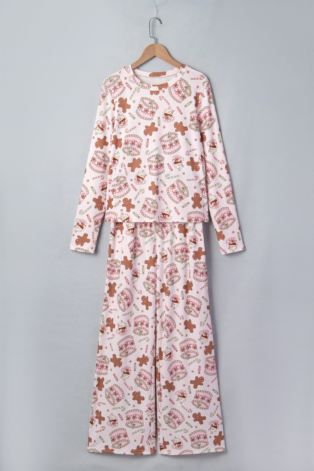 Christmas Ribbed Knit Top & Pants Pajama Set