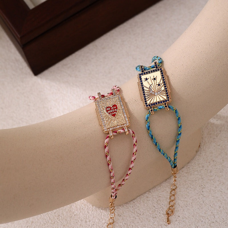 Tarot card necklace heart moon bracelet