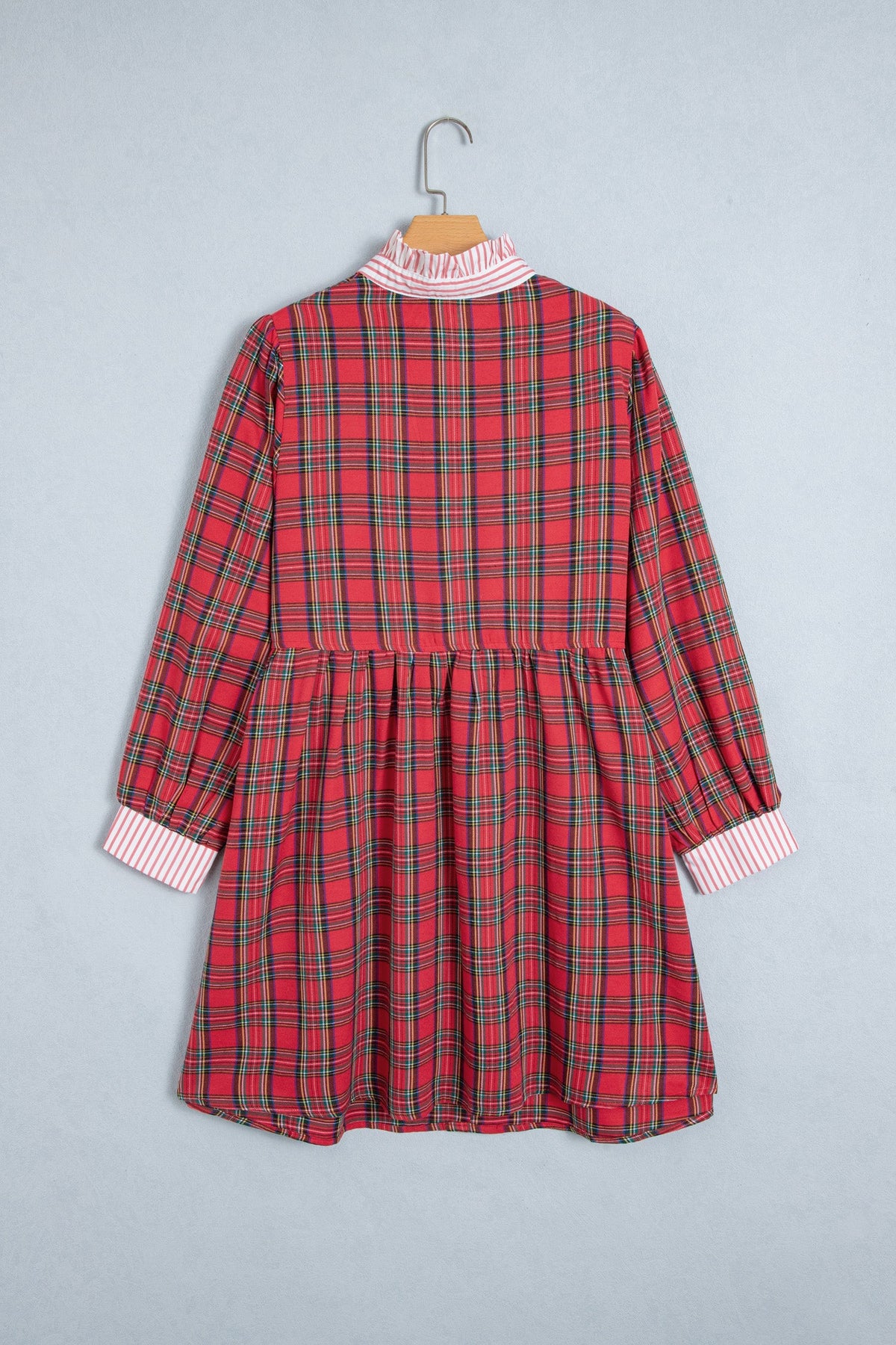 Plus Size Plaid Long Sleeve Buttoned Mini Dress