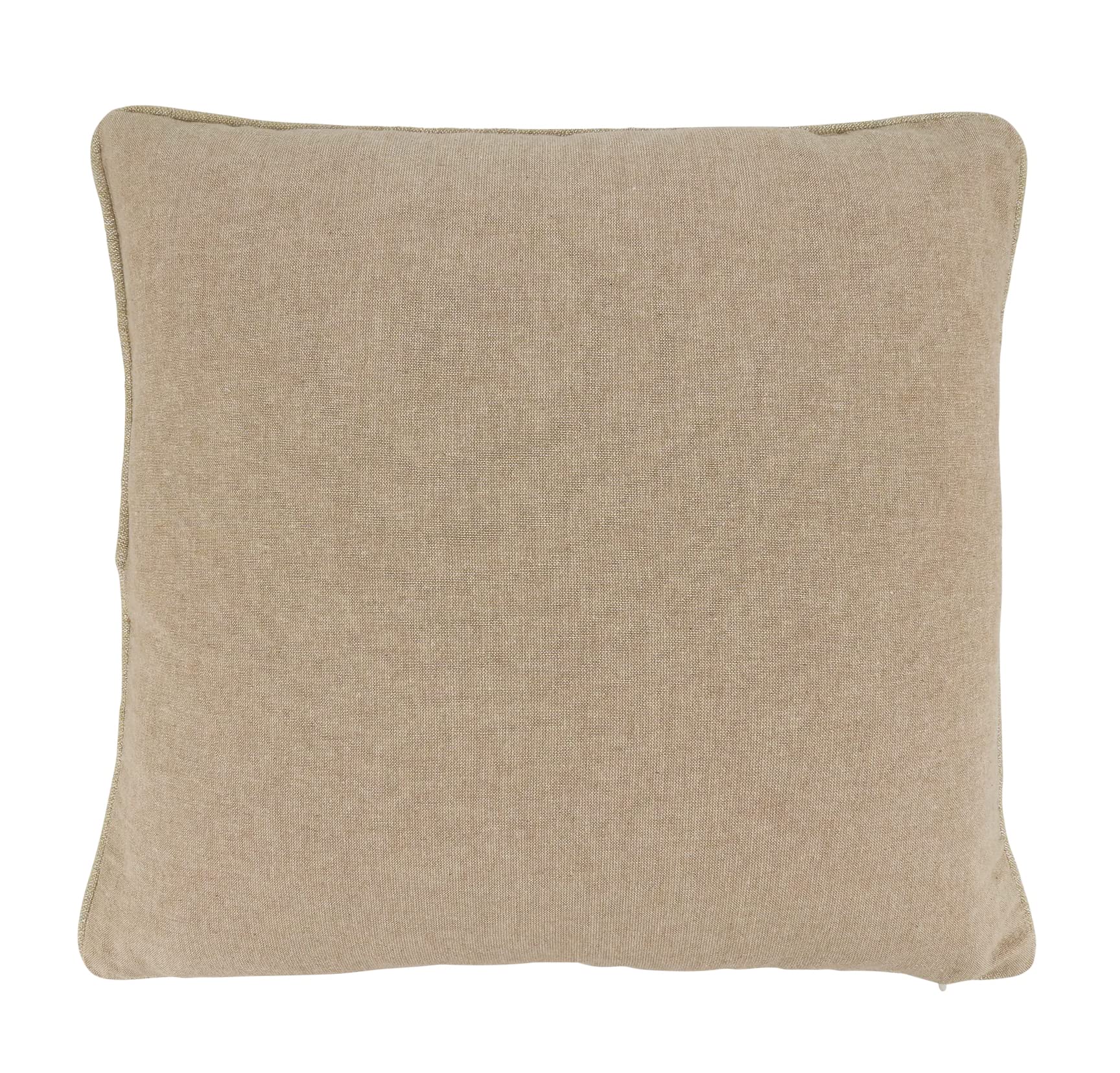 Fennco Styles Beaded Embroidered Snowflake Cotton Throw Pillow 18" W x 18" L - Natural Holiday Cushion for Christmas, Home, Couch, Living Room Décor, Special Occasion