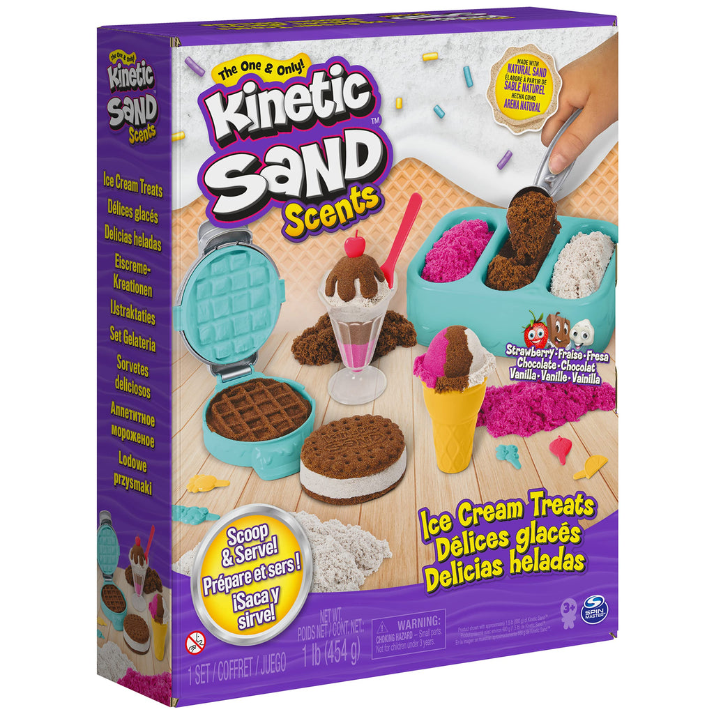 Kinetic Sand Scents Ice Cream Treats Playset 3 Colors 6 Serving Tools New