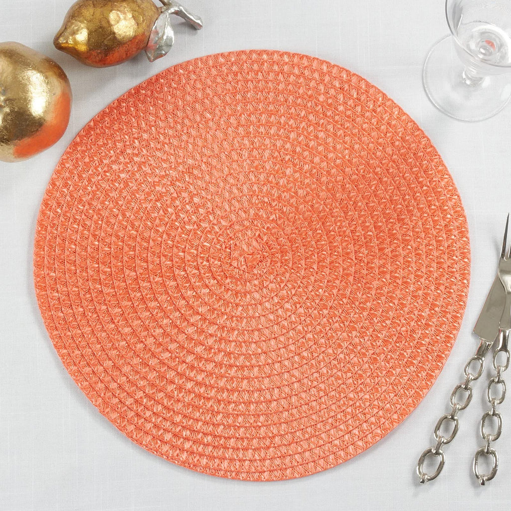 Fennco Styles Modern Everyday Textured Placemats 15 Inches Round, Set of 4 – Black Woven Table Mats for Home, Dining Room Décor, Banquets, Indoor & Outdoor and Special Events
