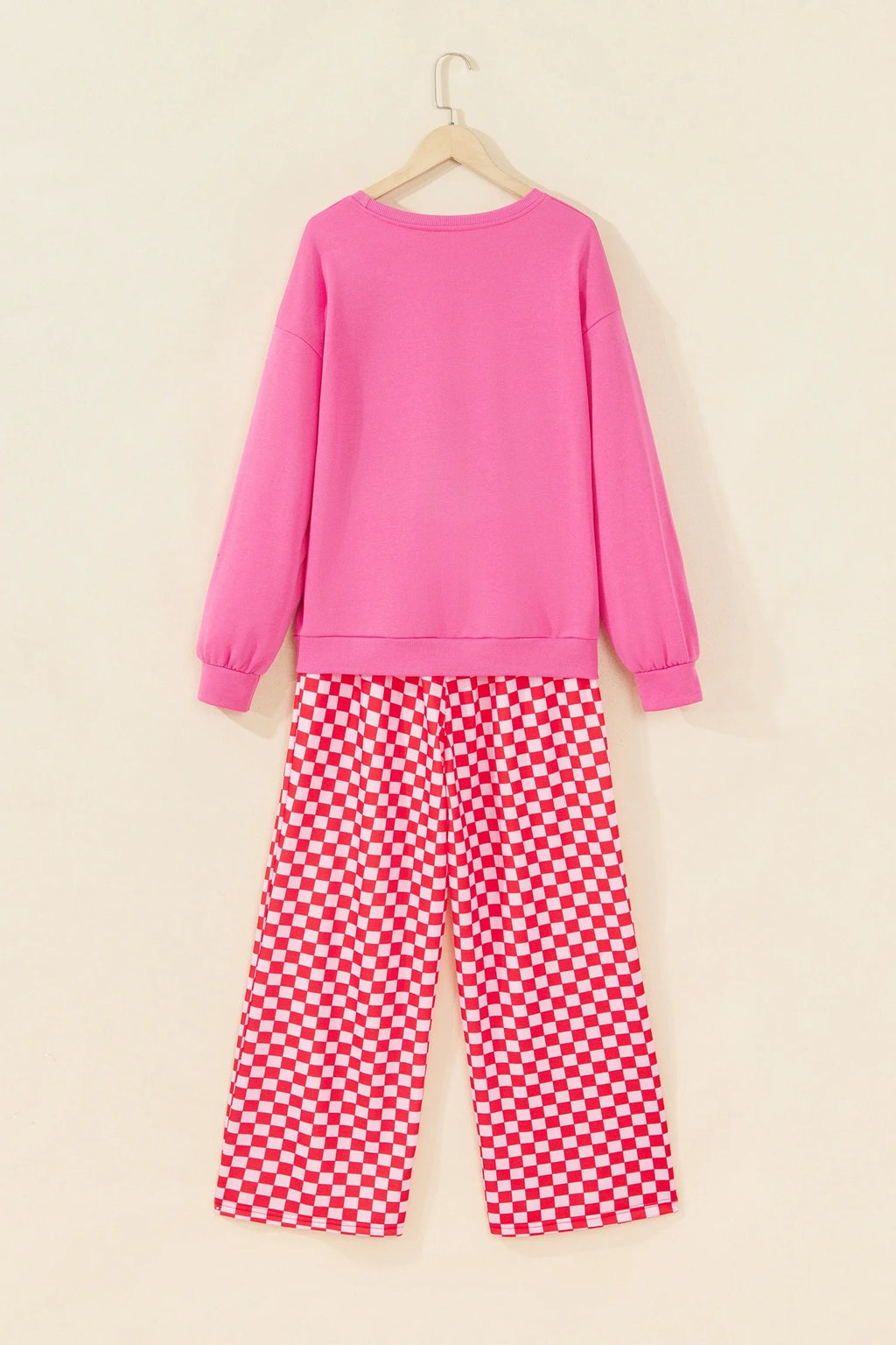 Christmas Merry Bow Graphic Top & Checker Pants Set