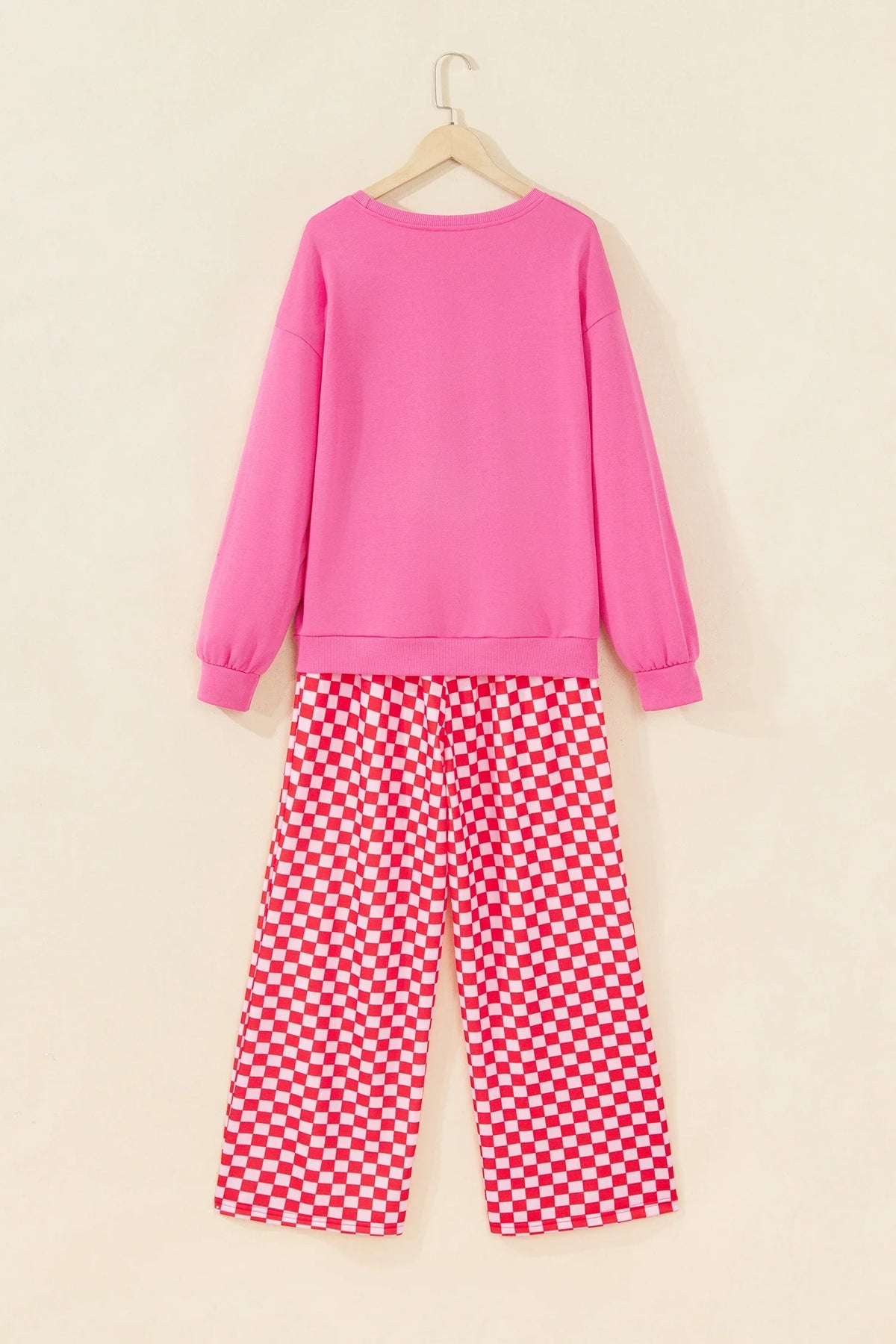 Christmas Merry Bow Graphic Top & Checker Pants Set