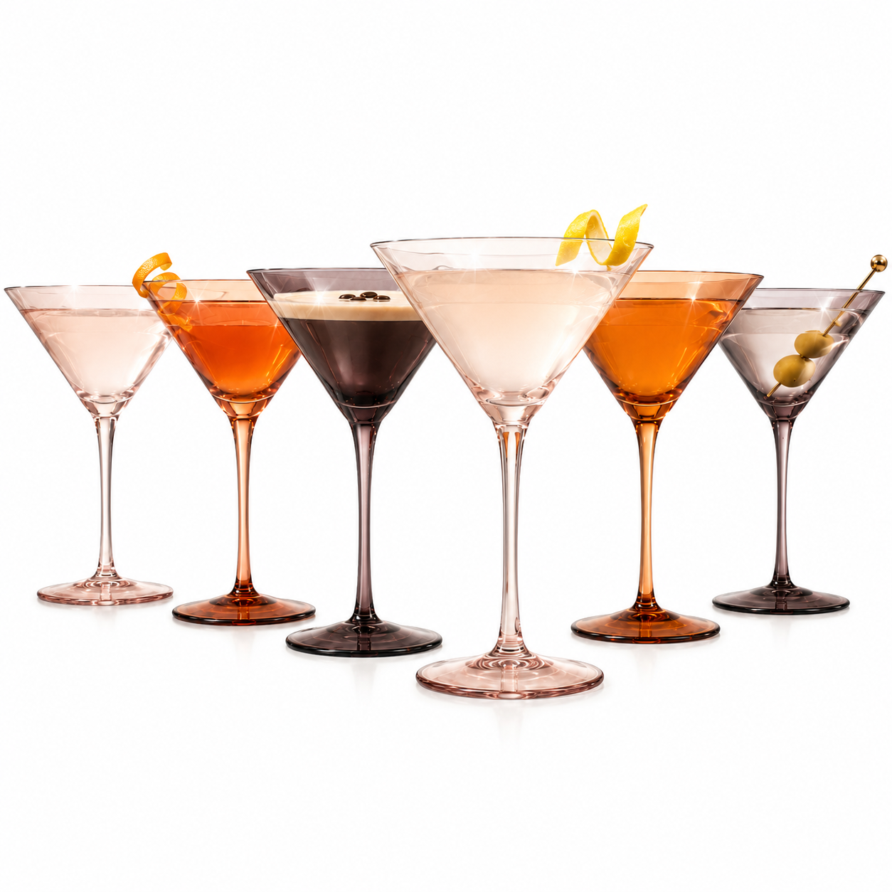 Venus Martini Cocktail Glassware, Set of 6