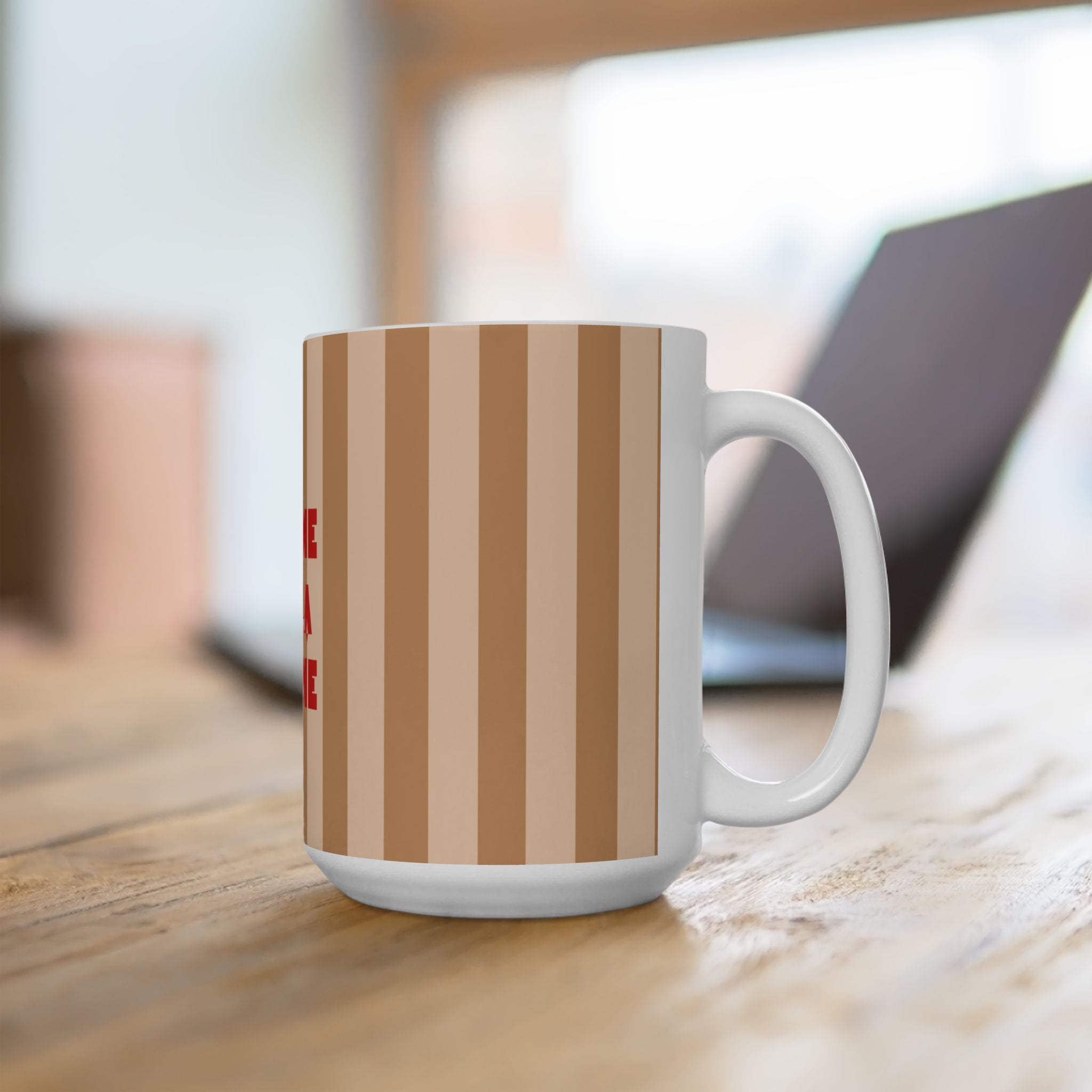 Crème de la Crème Ceramic Mug, RED – Retro Striped Coffee Cup (11oz & 15oz)