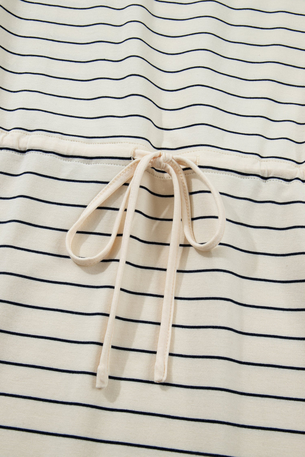 Stripe Drawstring Waist Pocketed Mini Dress