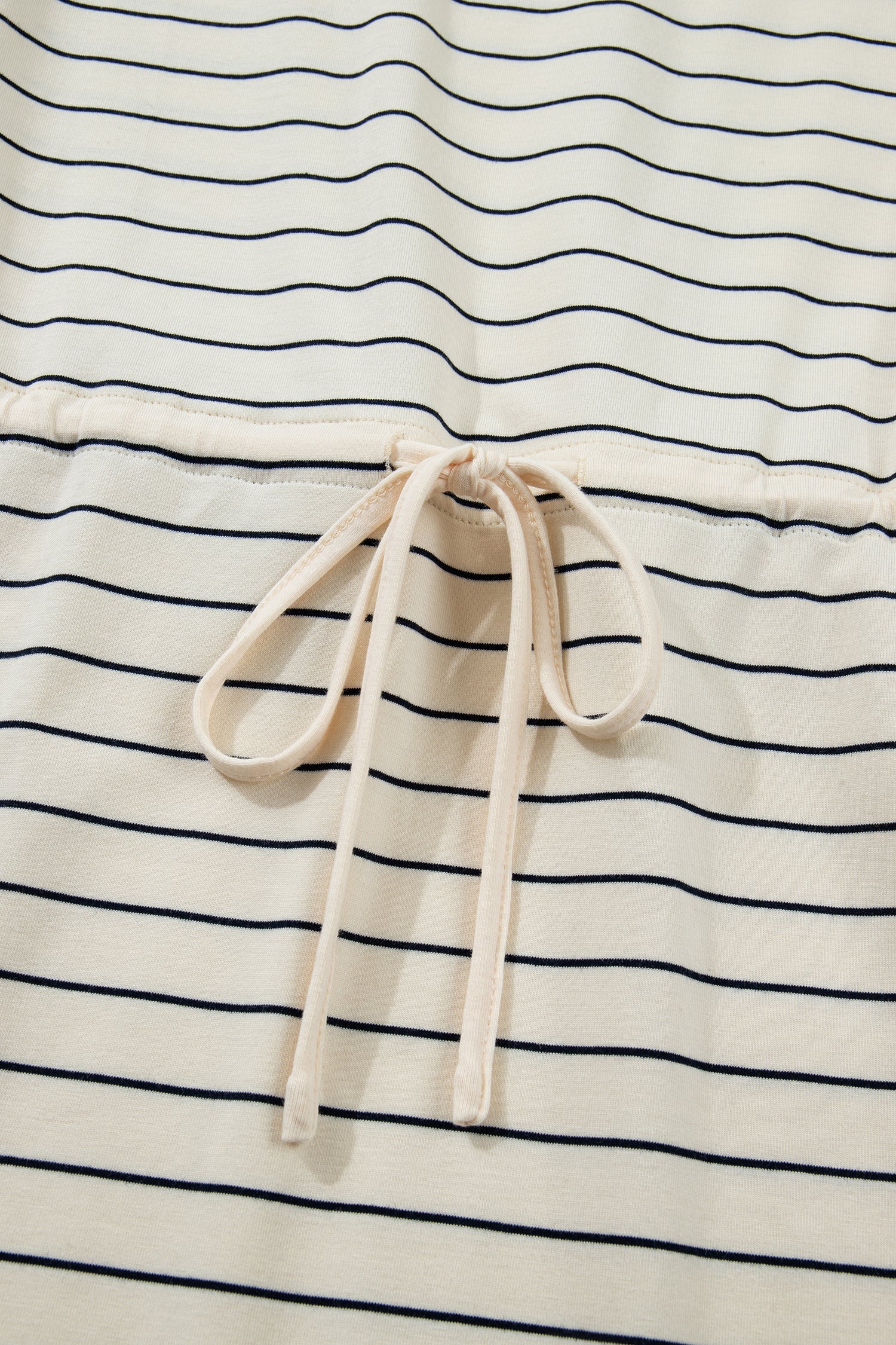 Stripe Drawstring Waist Pocketed Mini Dress