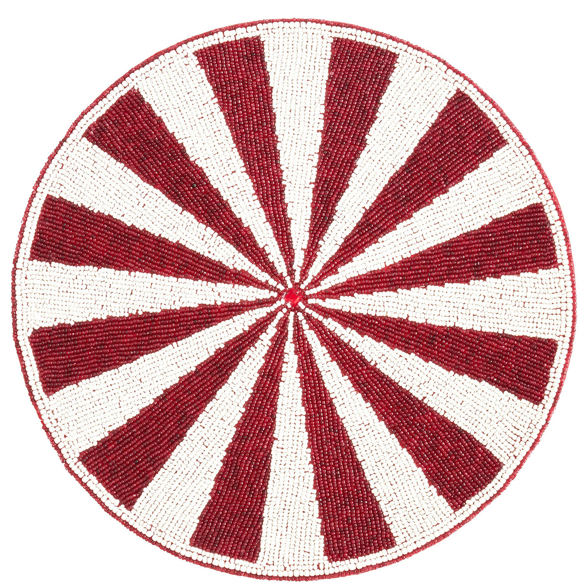 Fennco Styles Holiday Peppermint Candy Cane Hand Beaded Table Runner - Christmas Table Cover for Home Décor, Family Gathering, Banquets and Special Occasion