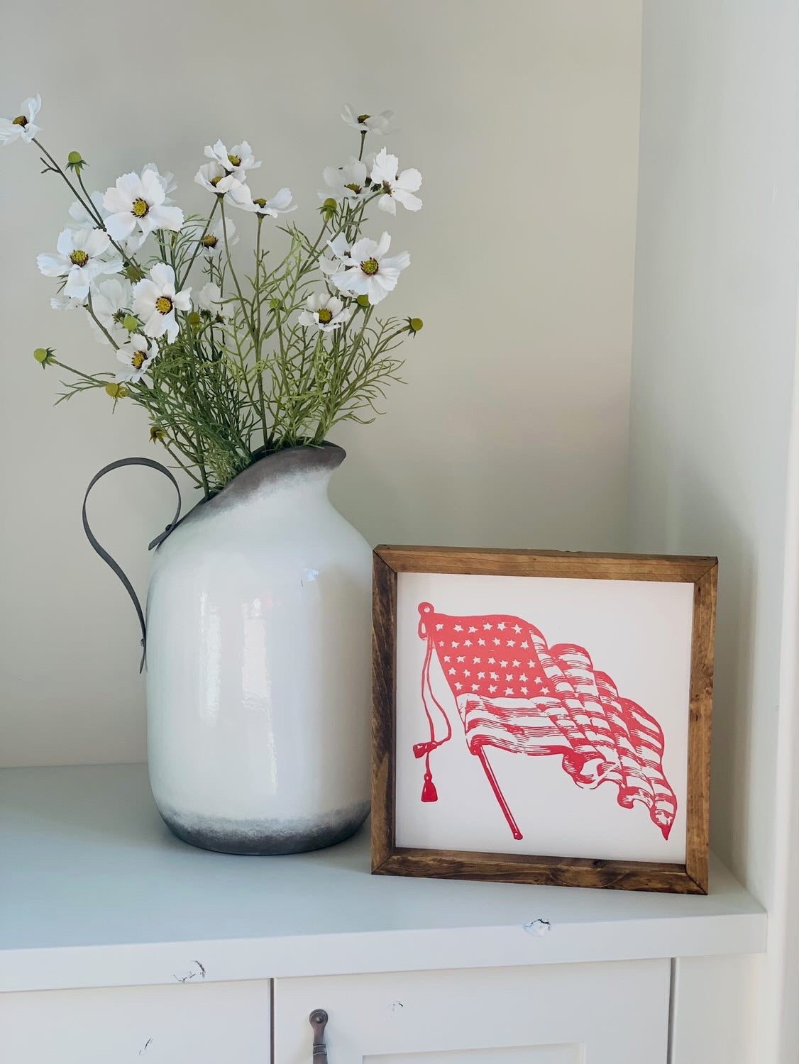 American Flag Sketch Framed Art