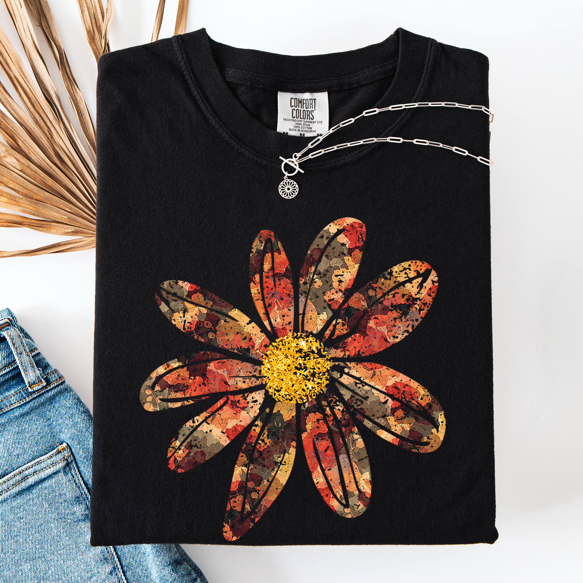 Autumn Flower Beautiful Fall Floral Vintage Boho Garden Illustration Comfort Colors Tee