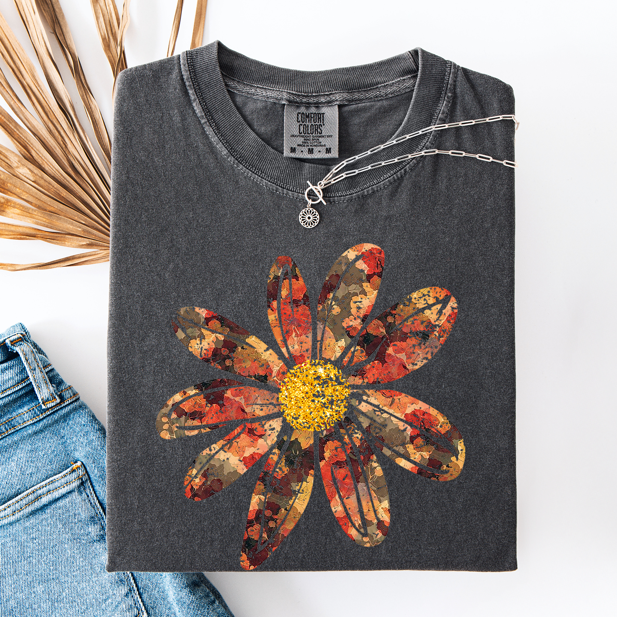 Autumn Flower Beautiful Fall Floral Vintage Boho Garden Illustration Comfort Colors Tee