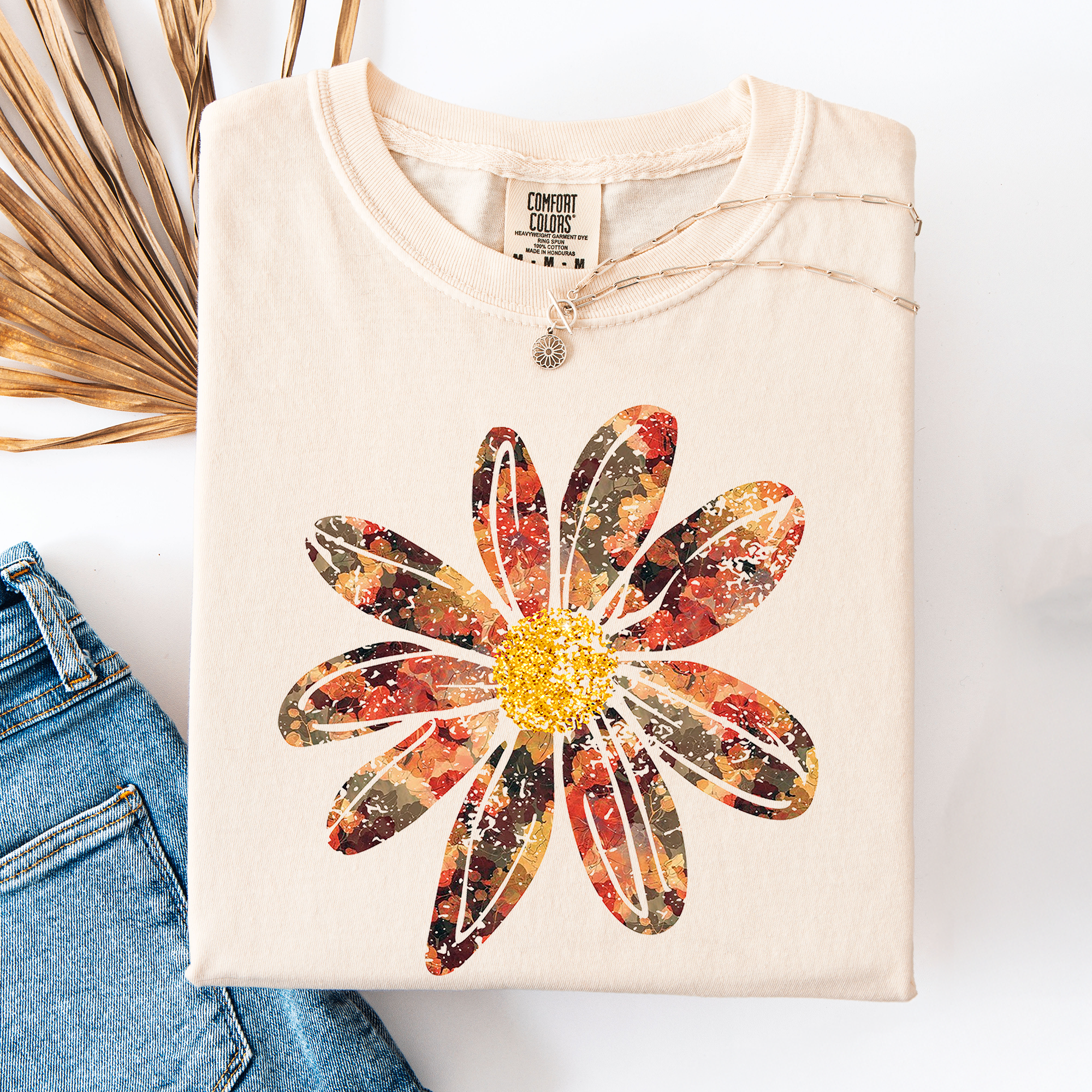 Autumn Flower Beautiful Fall Floral Vintage Boho Garden Illustration Comfort Colors Tee