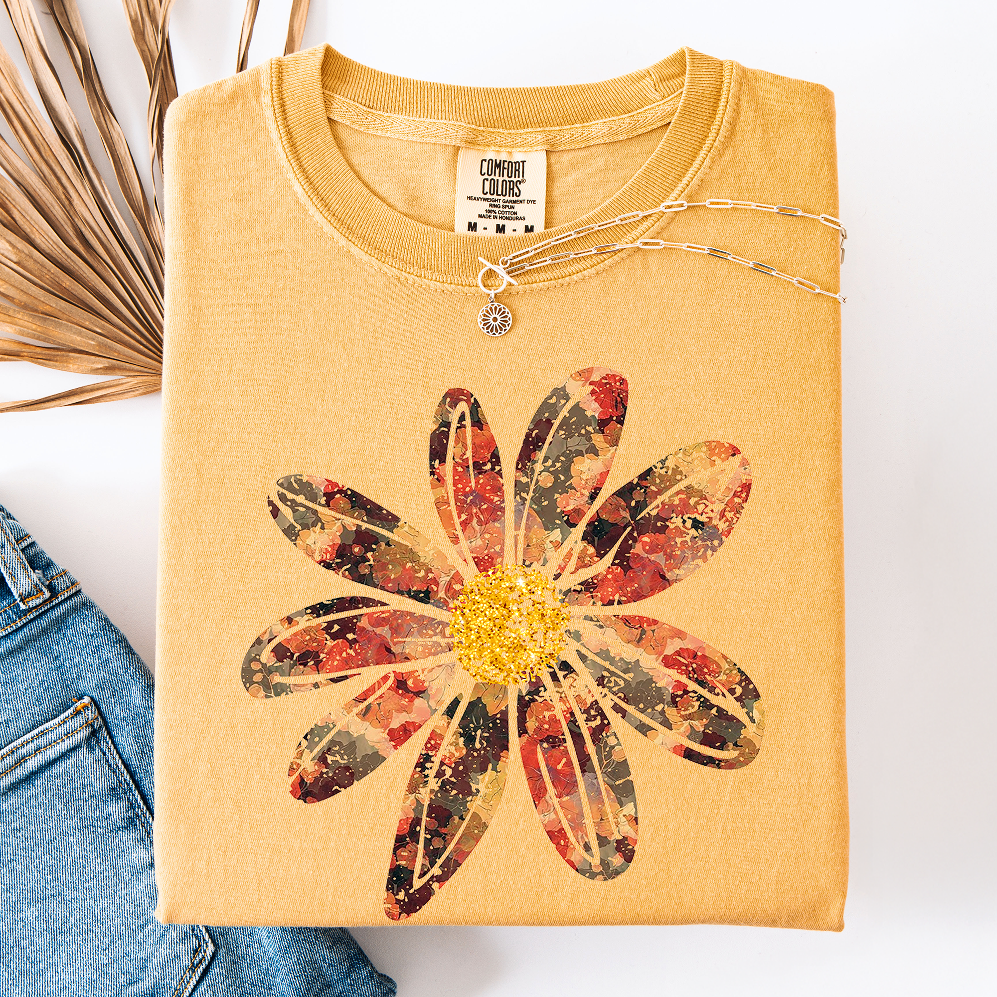 Autumn Flower Beautiful Fall Floral Vintage Boho Garden Illustration Comfort Colors Tee