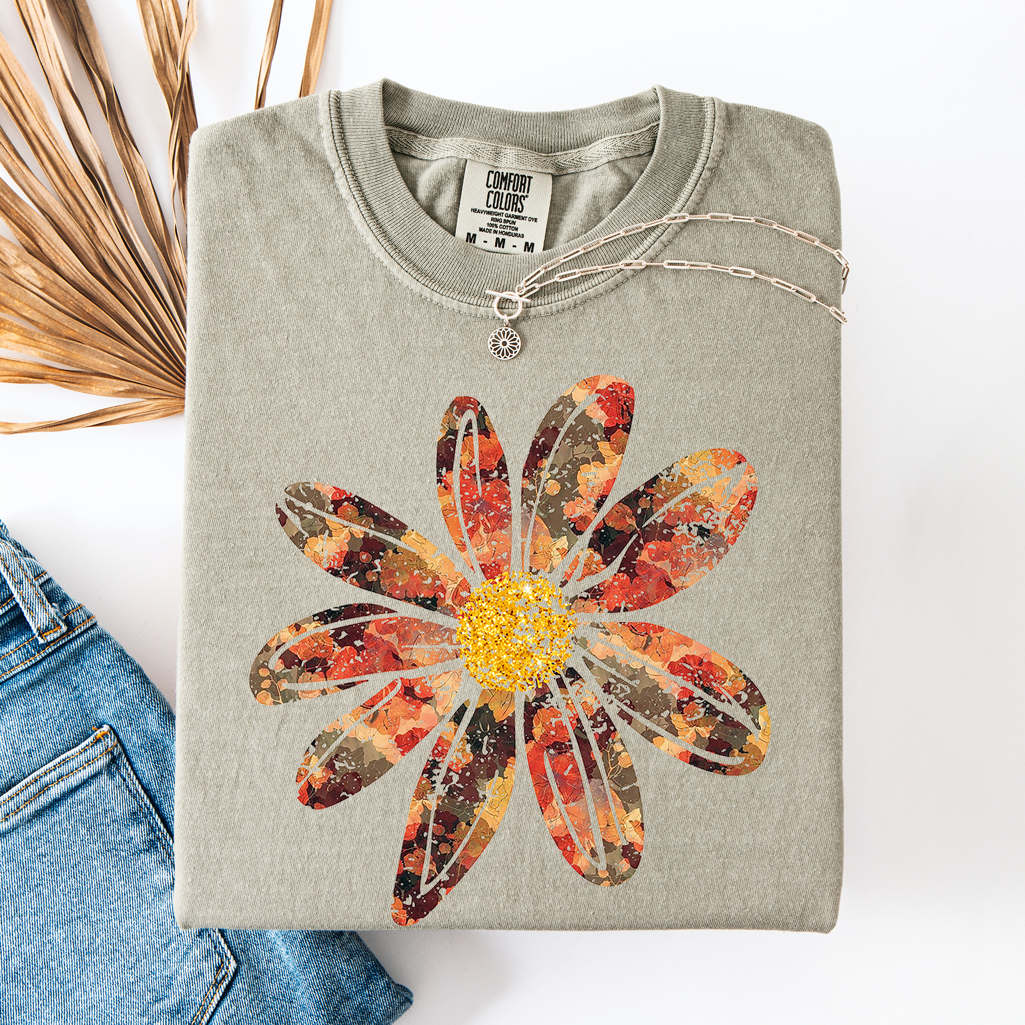 Autumn Flower Beautiful Fall Floral Vintage Boho Garden Illustration Comfort Colors Tee