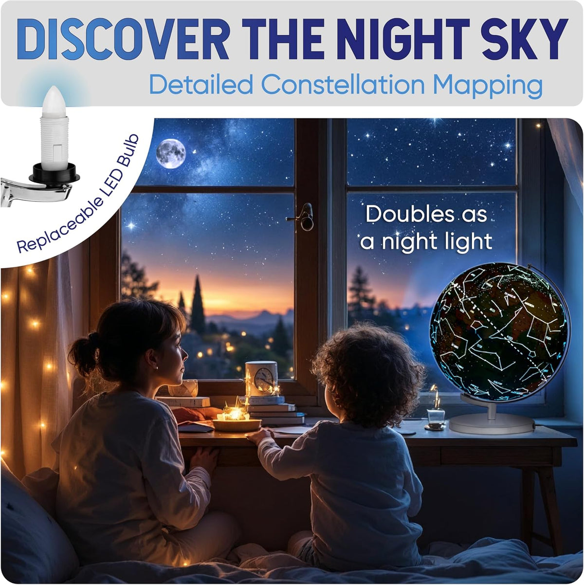 Adventure Around the World Light Up Globe for Kids Ages 5+ STEM Geography Learning with LED Night Light and Trivia Cards