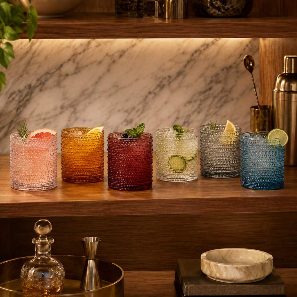 Tonal Hobnail Lowball Glassware, Spring, Set of 6