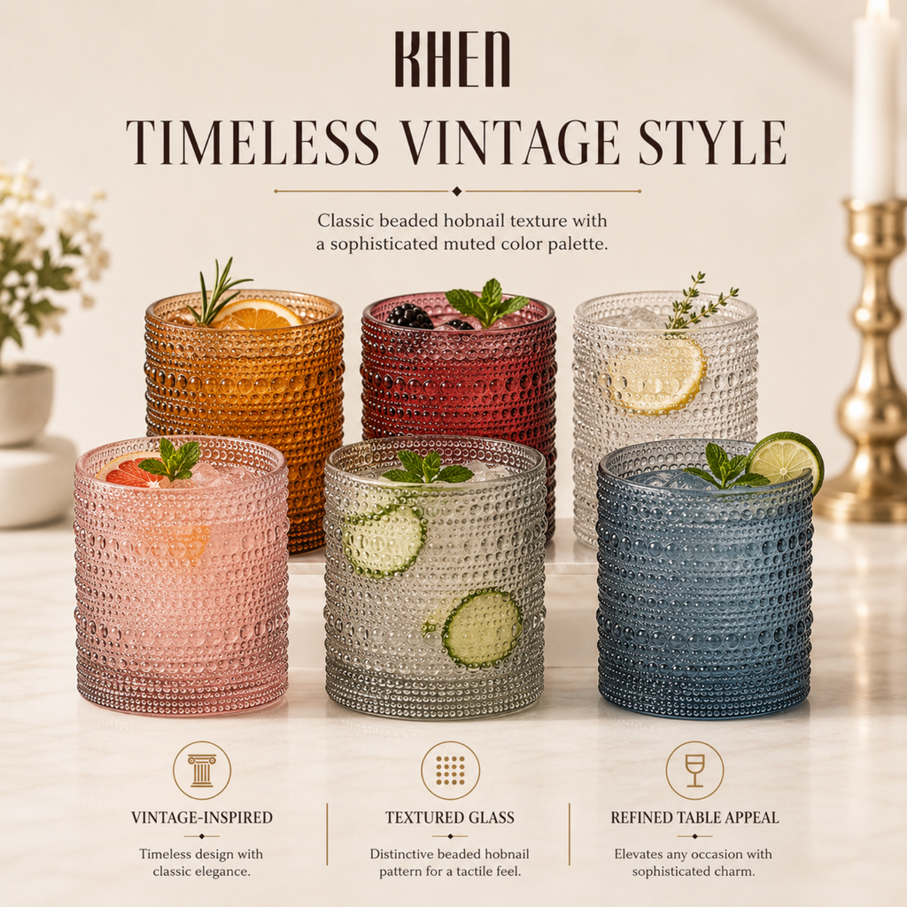 Tonal Hobnail Lowball Glassware, Spring, Set of 6