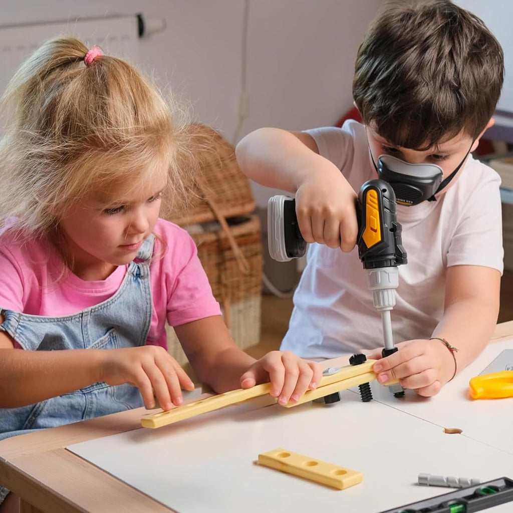 Junior Builder Workshop, Kids Tool Set with Electric Drill & STEM Construction Kit