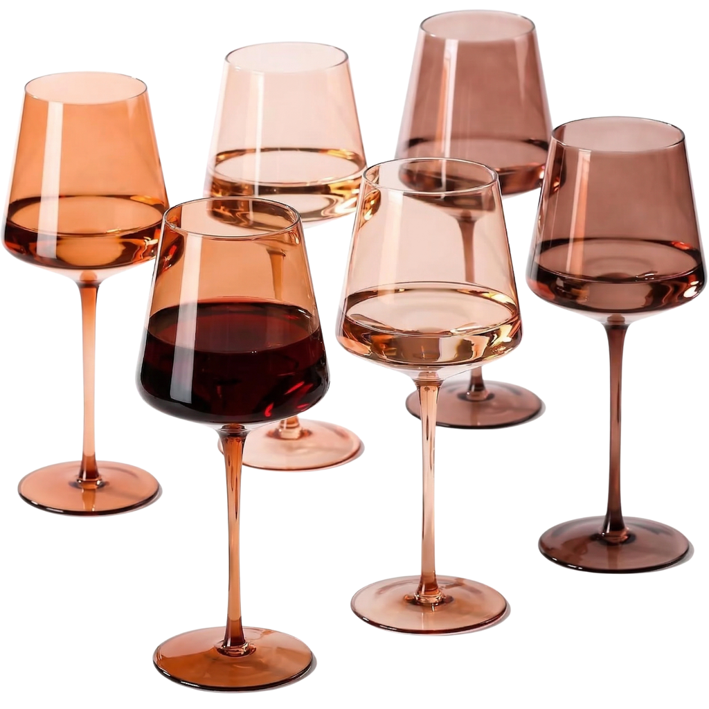 Venus Wine Glasses, Set of 6, Brown Shades 22.3oz Glass Tall