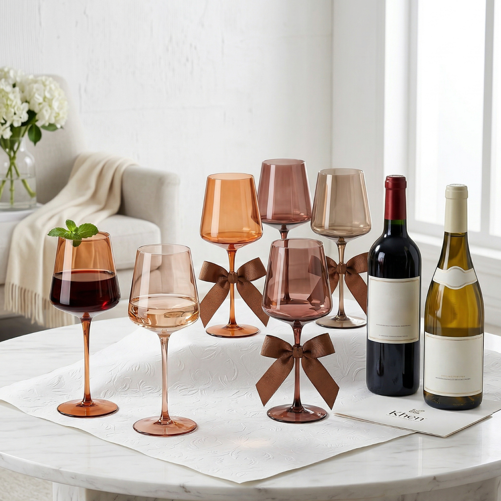 Venus Wine Glasses, Set of 6, Brown Shades 22.3oz Glass Tall
