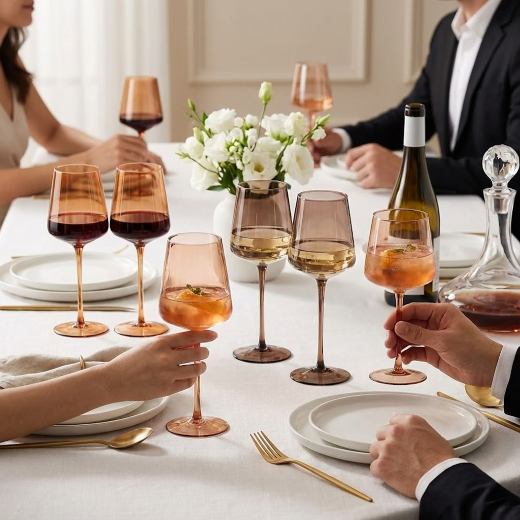 Venus Wine Glasses, Set of 6, Brown Shades 22.3oz Glass Tall