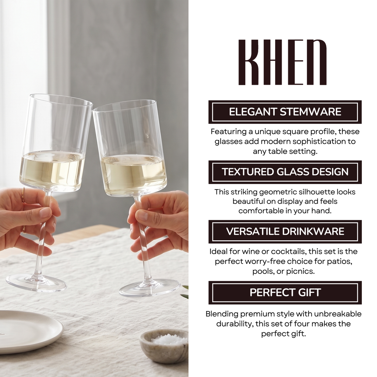 Barcelona Acrylic Stemmed Wine Glassware, Set of 4