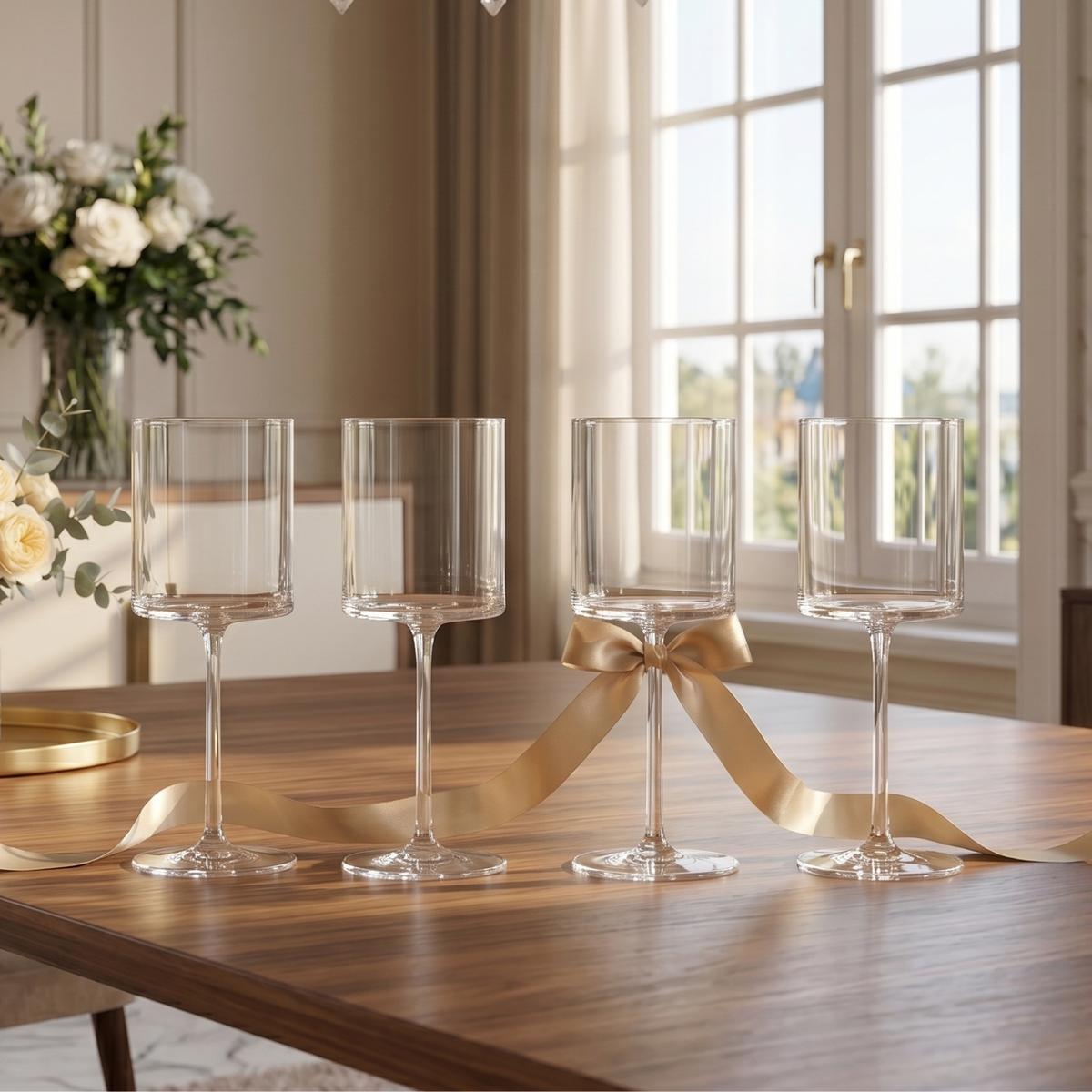 Barcelona Acrylic Stemmed Wine Glassware, Set of 4