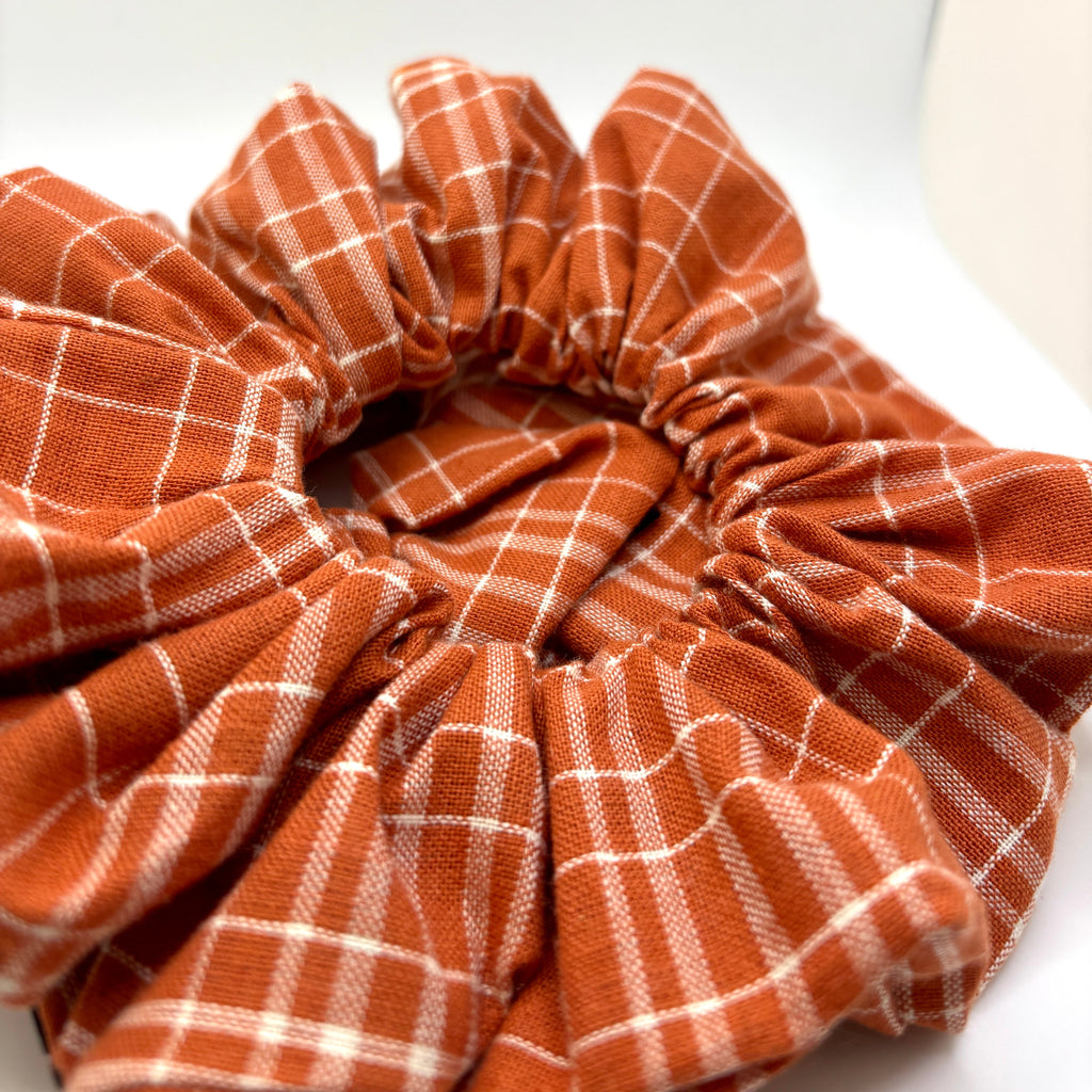Rustic Orange Fall Plaid Scrunchie