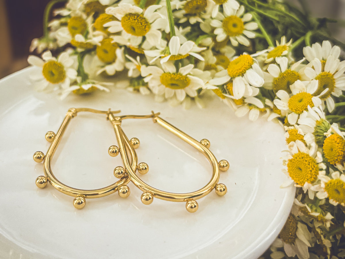Beautiful Gold Hoop and Bauble Earrings